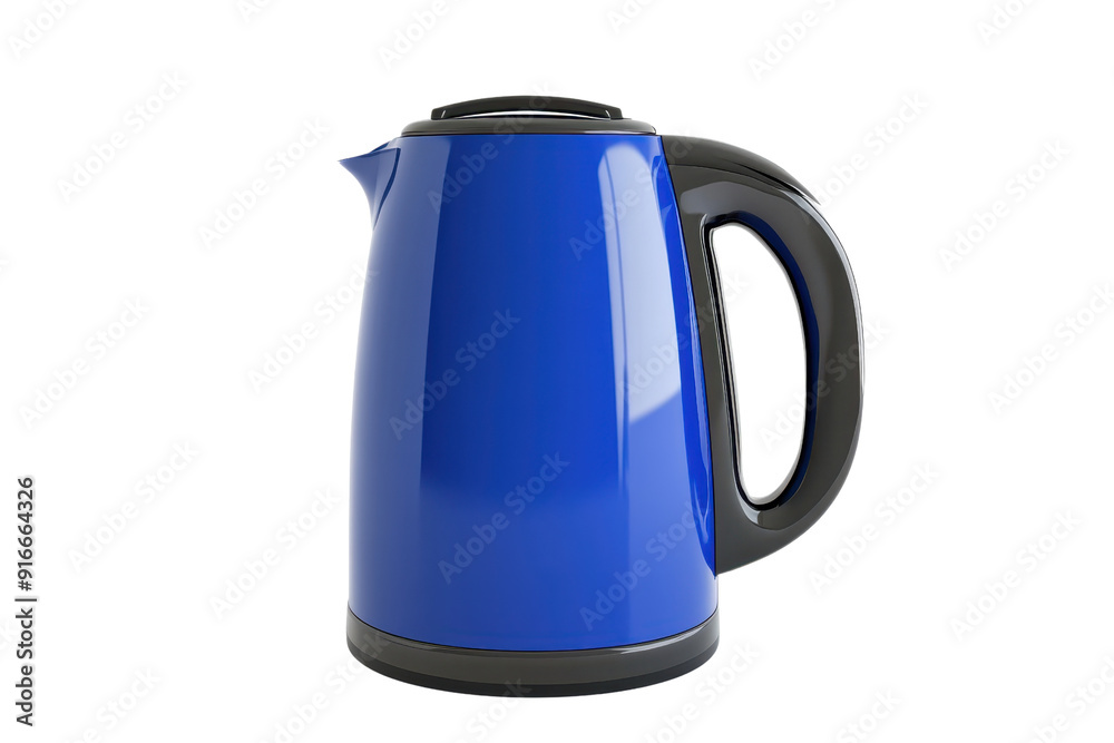 Sleek blue electric kettle isolated on transparent background. modern design, kitchen appliance, perfect for boiling water quickly. Sleek blue electric kettle isolated on transparent background. modern design, kitchen appliance, perfect for boiling water quickly.
