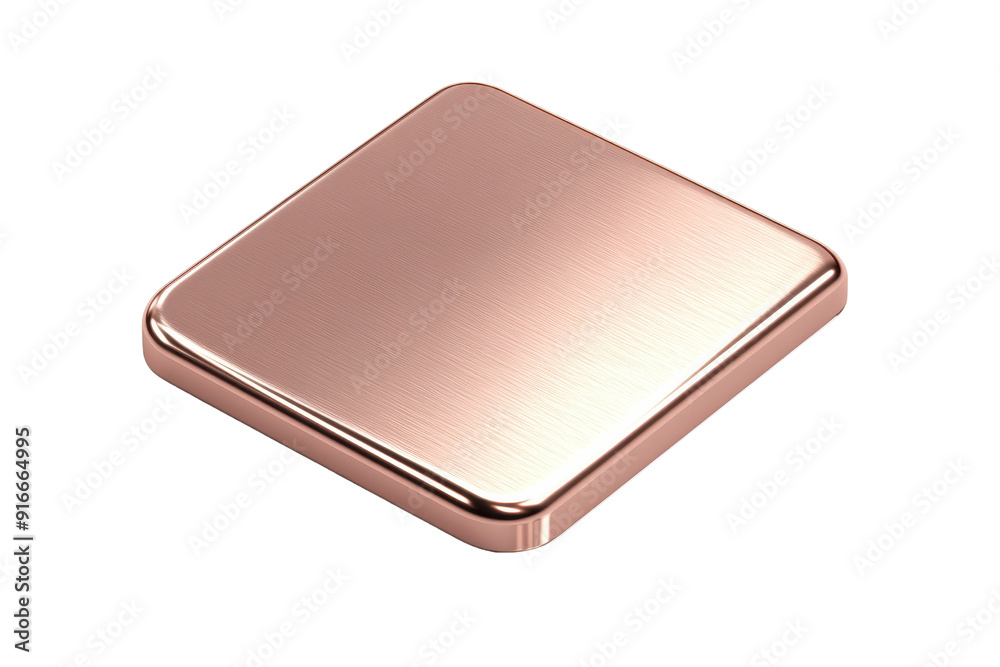 Square metallic object with a smooth, brushed surface, showcasing a sleek and modern design with a copper color finish. Square metallic object with a smooth, brushed surface, showcasing a sleek and modern design with a copper color finish.