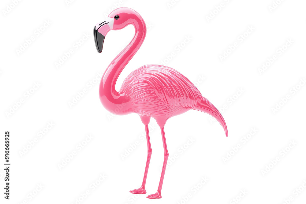 Fototapeta premium Vibrant pink plastic flamingo isolated on transparent background. perfect for garden decor, summer projects, and cheerful design themes.