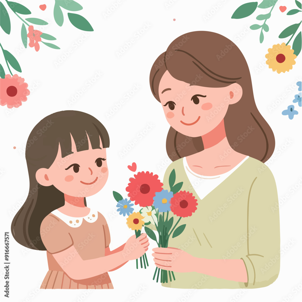 a child who gives flowers to his mother a child who gives flowers to his mother