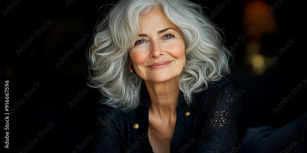 Fototapeta premium portrait of an elderly woman on a studio background