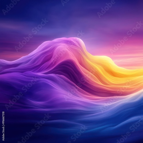 Abstract colorful landscape with flowing lines and vibrant hues.