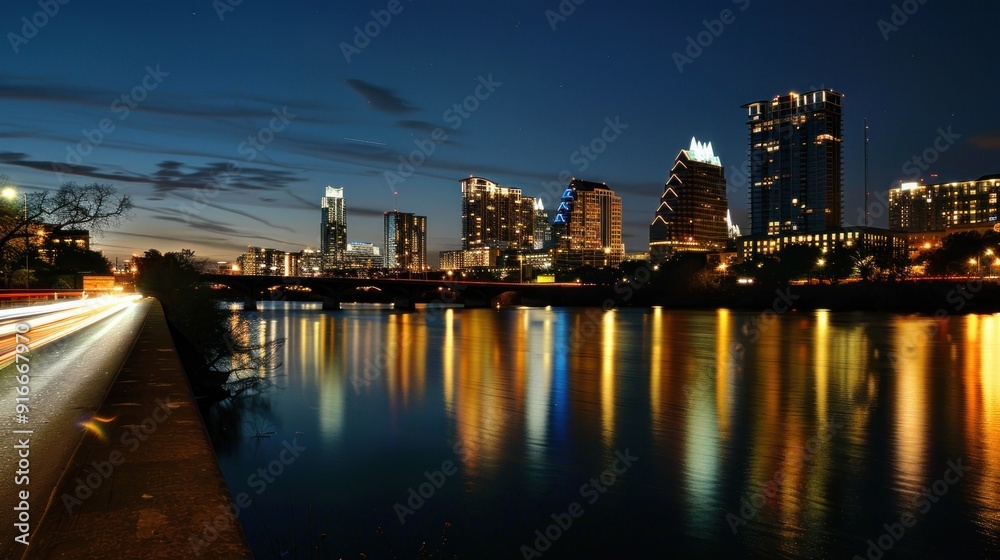 Fototapeta premium Nighttime Skyline of Austin, Texas