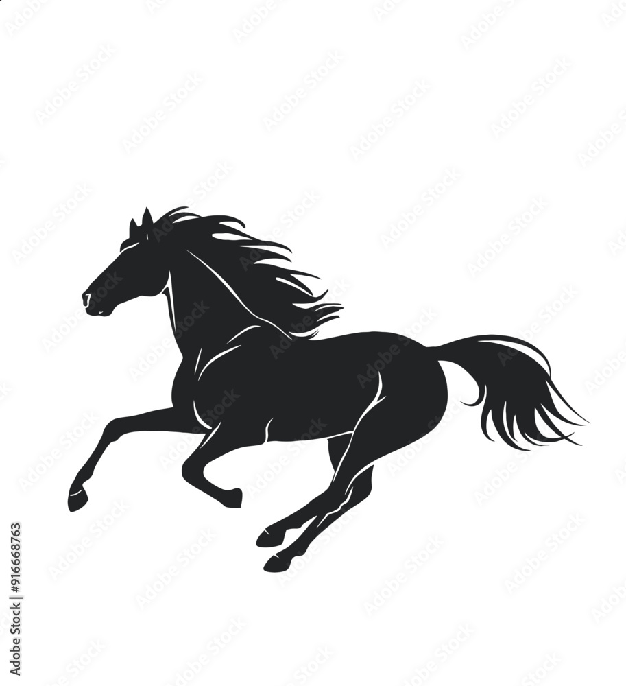 Classic Horse Silhouette High-Quality Digital Art Classic Horse Silhouette High-Quality Digital Art