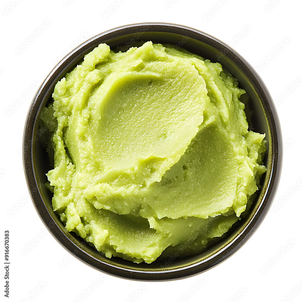 Wasabi paste isolated on white background, top view