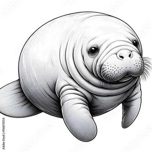 Manatee illustration baby