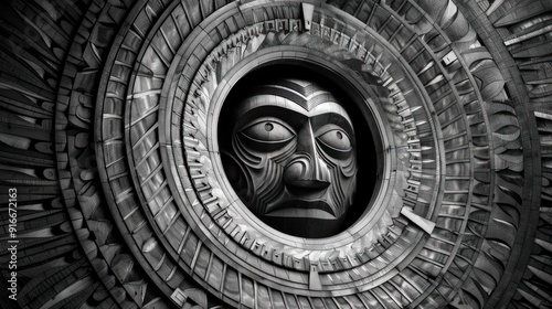 Intricate Carving of a Native American Mask