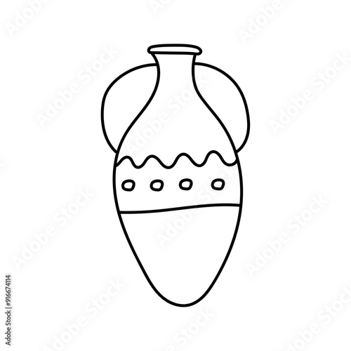Ancient vase doodle. Vector illustration isolated on background.
