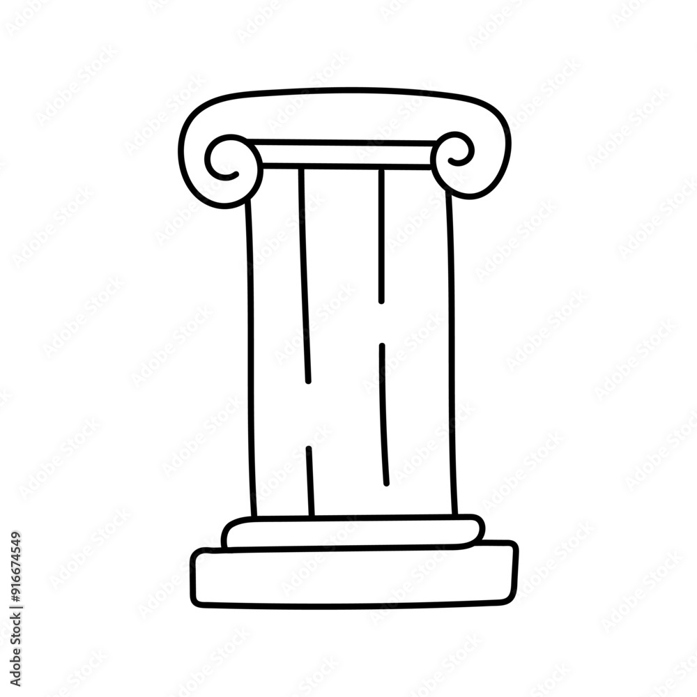 Ancient column Doodle. Vector illustration isolated on background. Ancient column Doodle. Vector illustration isolated on background.