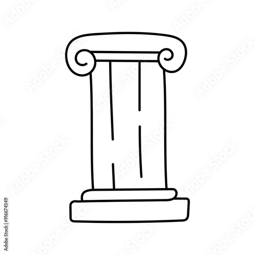 Ancient column Doodle. Vector illustration isolated on background.