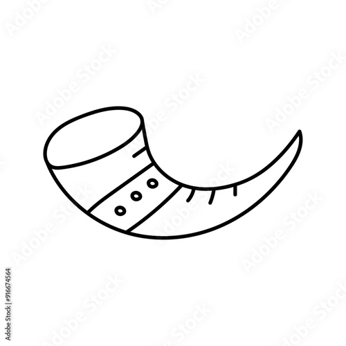 Horn Doodle. Vector illustration isolated on background.