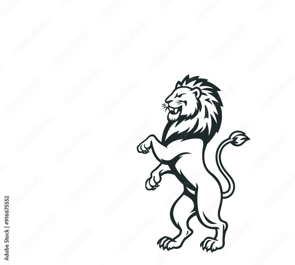 Black and White Majestic Lion Crest Vector Logo Design Black and White Majestic Lion Crest Vector Logo Design