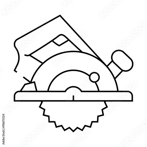 circular saw line icon vector. circular saw sign. isolated contour symbol black illustration