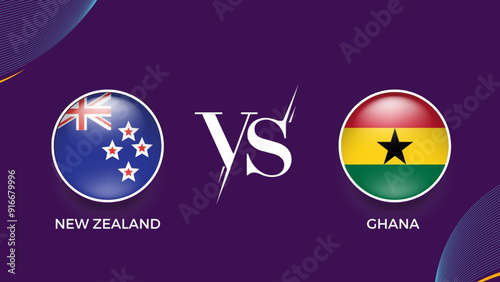 new zealand vs ghana broadcast template for social media. vector illustration