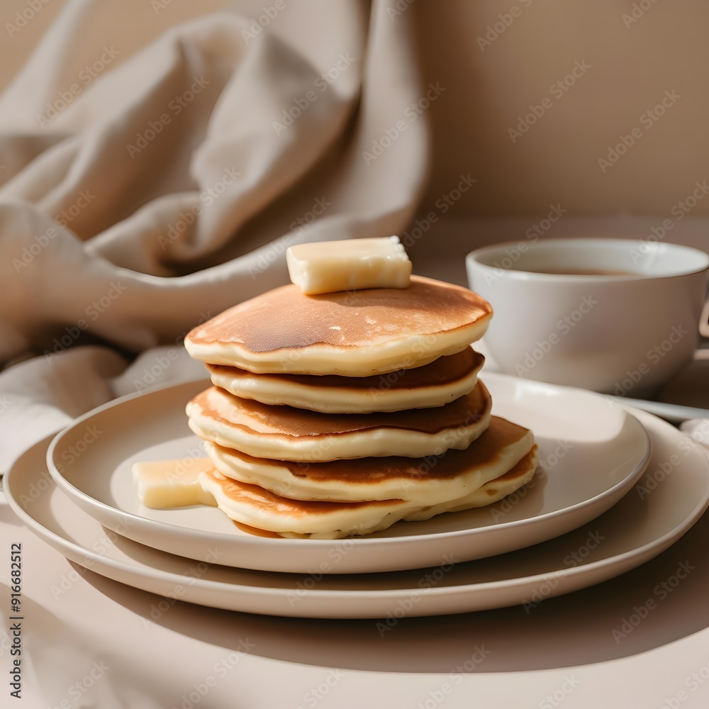 Breakfast Pancakes on a Modern Minimalistic Background. Elegant, food-themed illustration perfect for diverse projects, from culinary marketing to home decor Breakfast Pancakes on a Modern Minimalistic Background. Elegant, food-themed illustration perfect for diverse projects, from culinary marketing to home decor