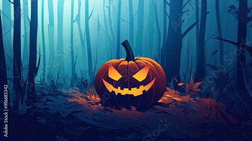 helloween pumpkin, vector illustration flat 2