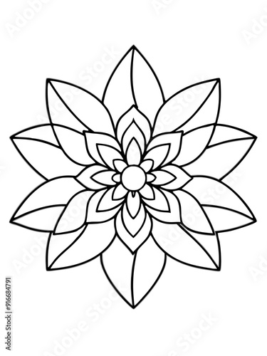 Elegant Black and White Flower Vector with Abstract Background and Detailed Lotus Flower Illustration