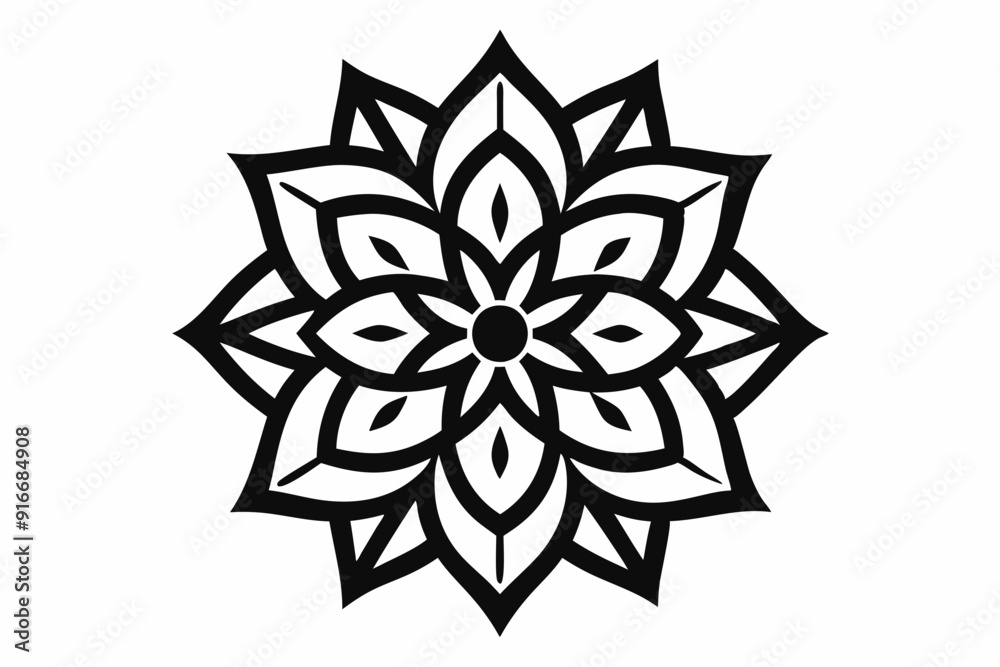 Sophisticated Black and White Abstract Floral and Spiritual Symbols Featuring Ornamental Round Designs Sophisticated Black and White Abstract Floral and Spiritual Symbols Featuring Ornamental Round Designs