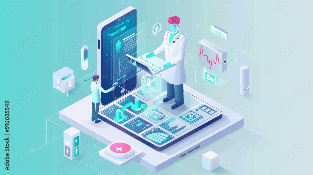 AI assistant for Healthcare insurance and solution, vector graphic, AI generated for Ads AI assistant for Healthcare insurance and solution, vector graphic, AI generated for Ads