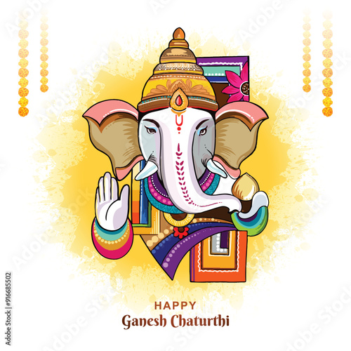 Indian lord ganesha worship festival happy ganesh chaturthi card background