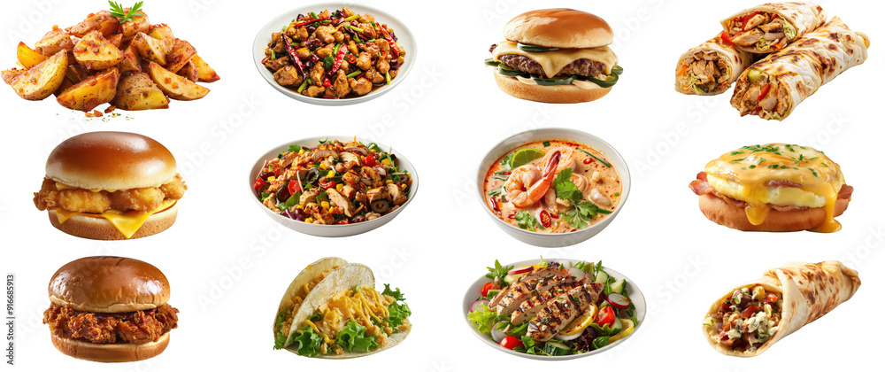 Series of lifelike illustrations of world foods.Popular foods arond the world Series of lifelike illustrations of world foods.Popular foods arond the world