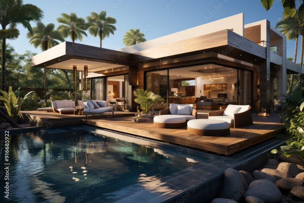 Photo of a modern design house with outdoor space Photo of a modern design house with outdoor space