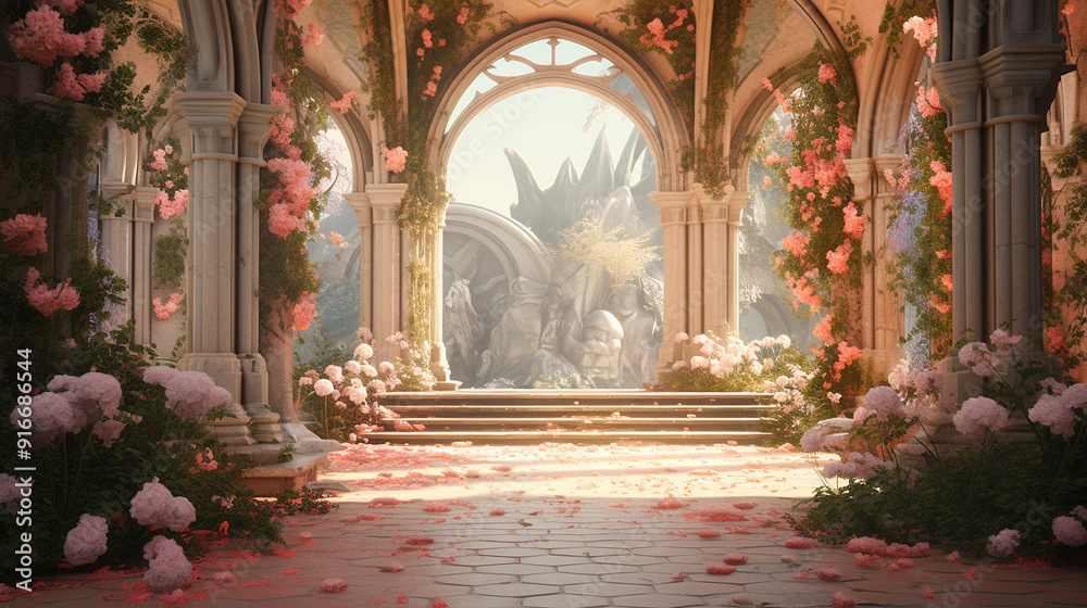 Footpath under a beautiful arch of flowers Footpath under a beautiful arch of flowers