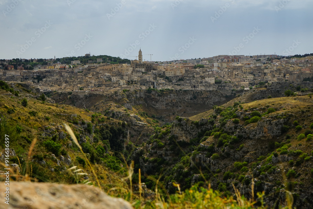 Gorge view beneath Matera town, Basilicata, Italy Gorge view beneath Matera town, Basilicata, Italy
