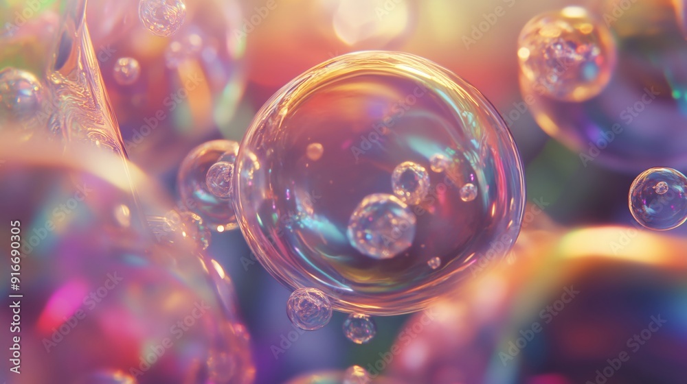 A Vibrant Display of Colorful Iridescent Bubbles Floating A Vibrant Display of Colorful Iridescent Bubbles Floating