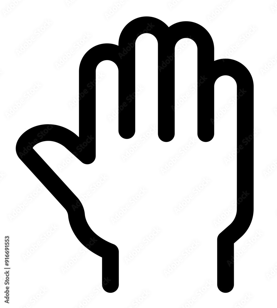 hand raise five fingers icon. hand raise five fingers icon.