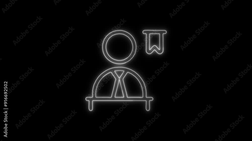 Neon Glowing Government User Icon Isolated on Black Background. 4K Ultra HD Video Motion Graphic Animation Neon Glowing Government User Icon Isolated on Black Background. 4K Ultra HD Video Motion Graphic Animation
