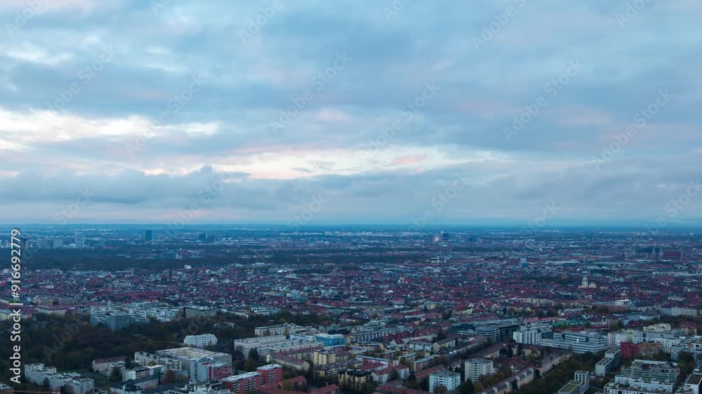 Autumn Vibes in Munich's Aerial Skyline View - Fast Motion Footage Autumn Vibes in Munich's Aerial Skyline View - Fast Motion Footage