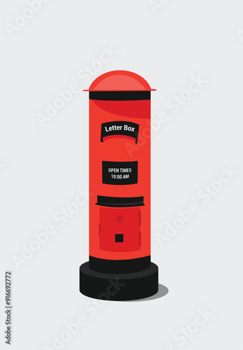 Red mail box vector illustration isolated on white background