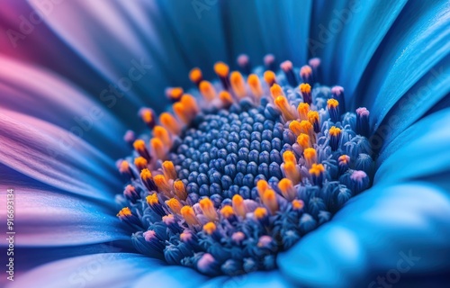 Close-up of Blue Flower with Yellow Center