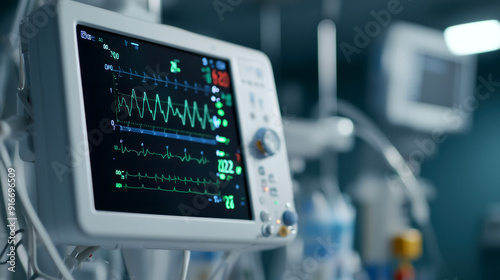 Wallpaper Mural Digital medical monitor displaying patient vital signs in a hospital setting, illustrating healthcare technology and patient care. Torontodigital.ca