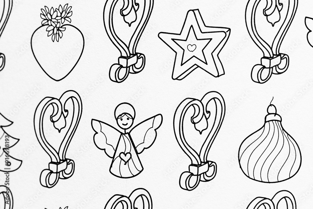 Arrière plan noir et blanc au motif festif avec des étoiles de Noël