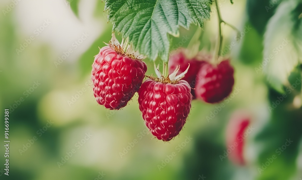 Fresh red raspberries, Generative AI Fresh red raspberries, Generative AI