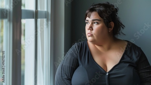A woman with a large bust is looking out the window Free Download A woman with a large bust is looking out the window - GFXLoad