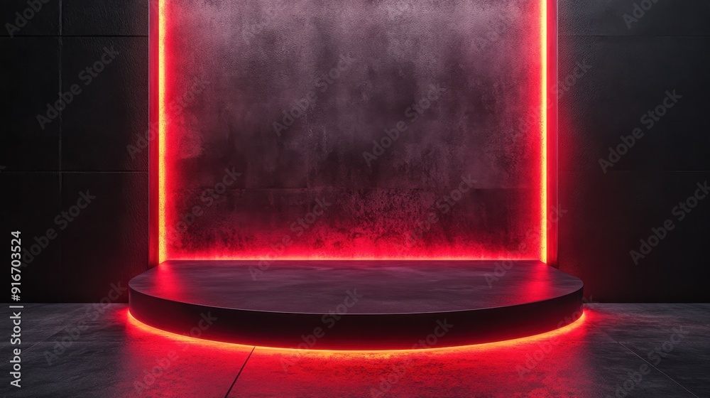 Modern 3D Red Light Podium for Minimalist Product Display Modern 3D Red Light Podium for Minimalist Product Display