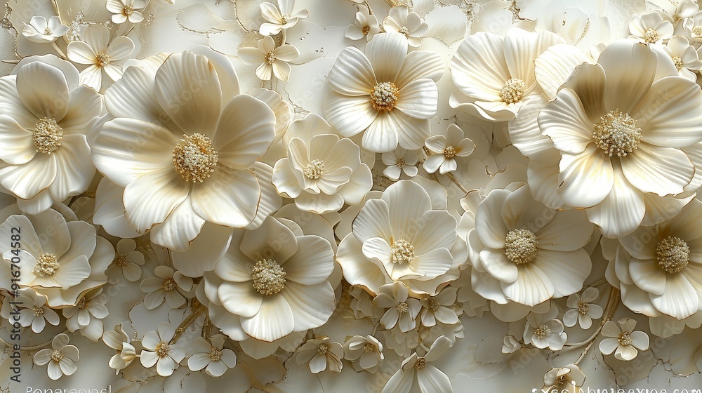 Assorted 3D flowers in an abstract design creating a beautiful wallpaper pattern Assorted 3D flowers in an abstract design creating a beautiful wallpaper pattern