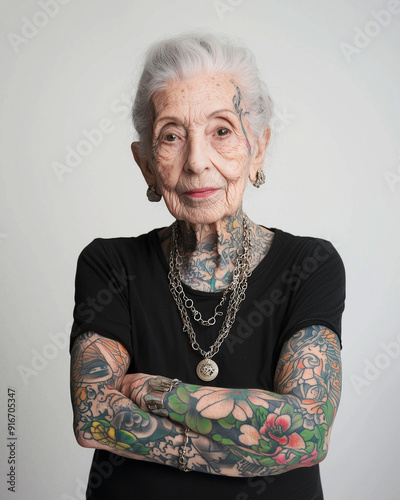 Portrait of an Old Lady wiuth Tattoos