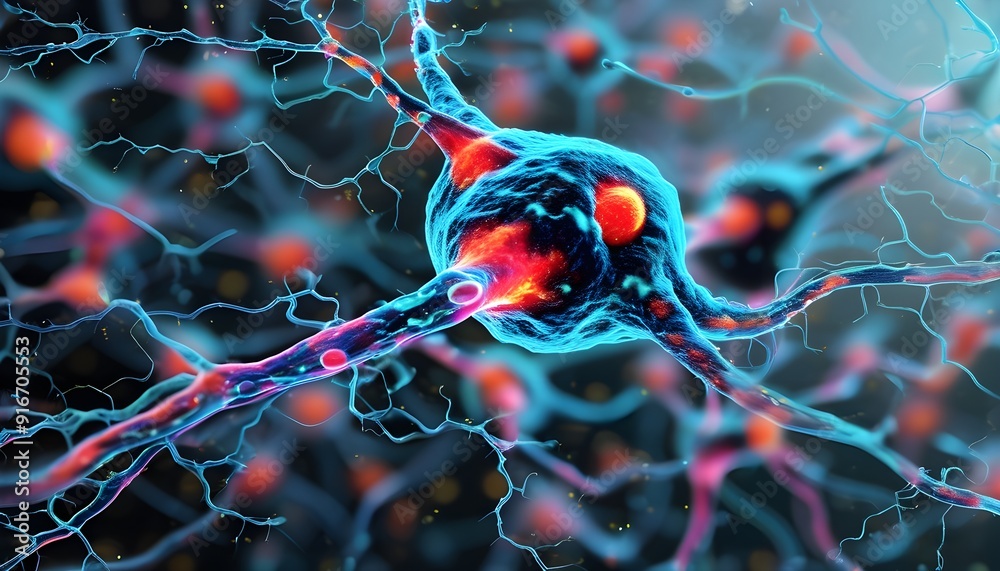 Exquisite representation of neuron cells and their complex connections ...