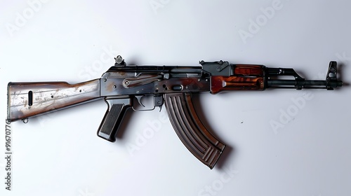 Automatic rifle on white background