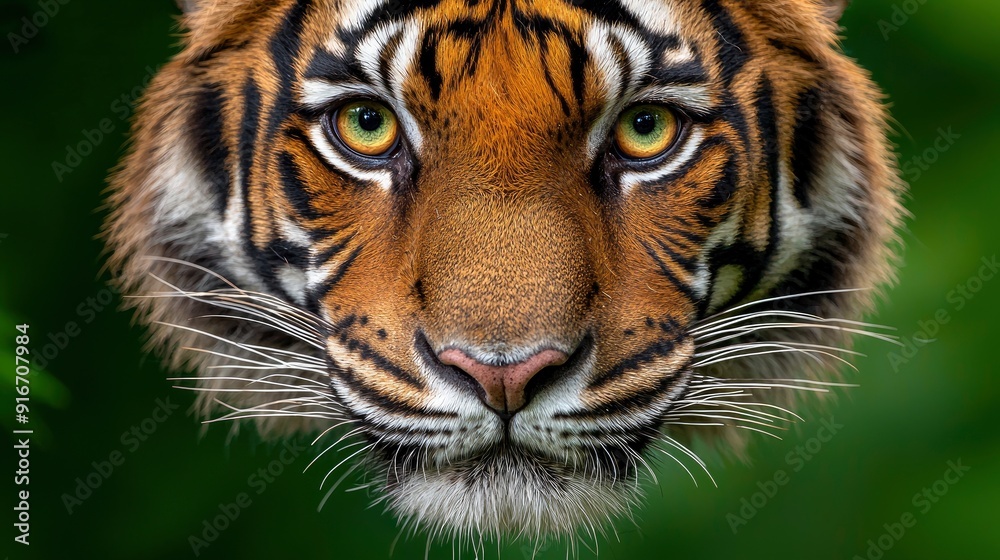 Obraz premium Sumatran Tiger Face, Close-Up And Powerful