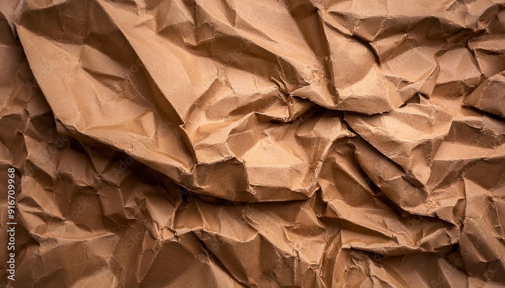 Abstract crumpled and creased recycle brown paper texture background