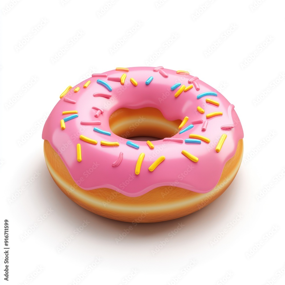 Pink Glazed Donut with Sprinkles Pink Glazed Donut with Sprinkles
