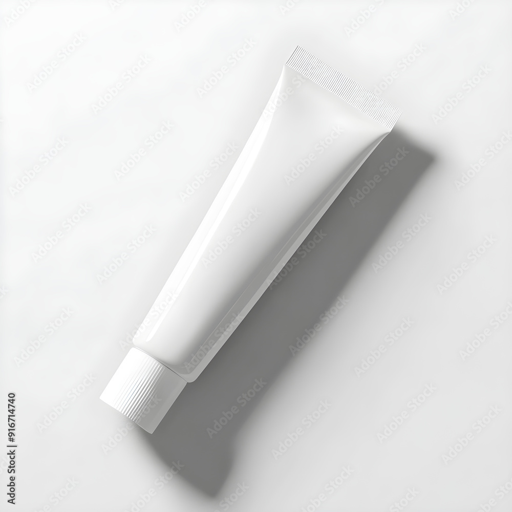 White cosmetic tube with a shadow, perfect for promoting your brand or design on a white background White cosmetic tube with a shadow, perfect for promoting your brand or design on a white background