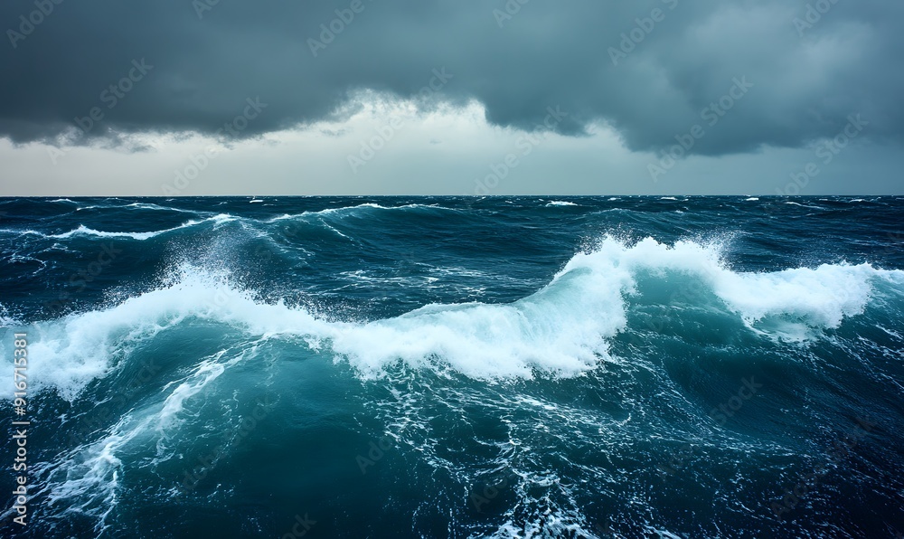 turbulent waves of the open sea during a storm, Generative AI turbulent waves of the open sea during a storm, Generative AI