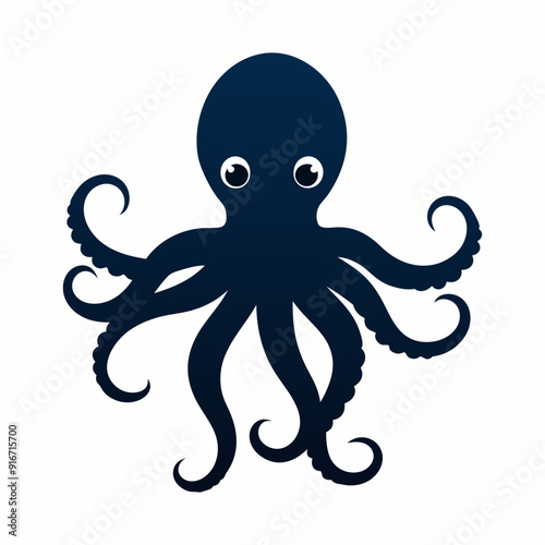 simple clean octopus icon, flat icon