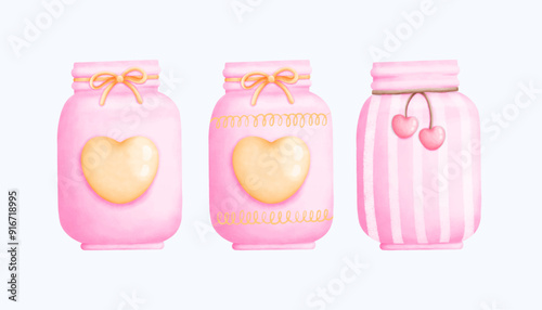 watercolor jar hand-drawn cute illustration design for creative decor and art